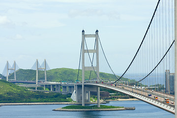 Image showing Tsing Ma Bridge, landmark bridge in Hong Kong 