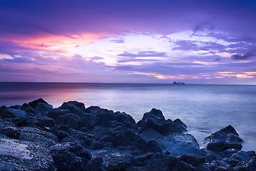 Image showing sunset coast 