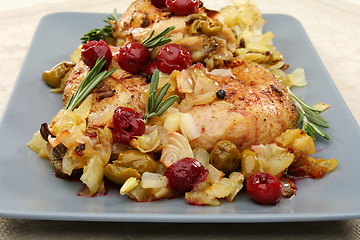Image showing Chicken with cherry sauce.