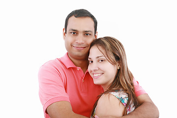 Image showing Portrait of a beautiful young happy smiling couple - isolated 