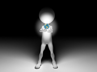 Image showing 3d Man holding the world in the night