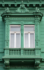 Image showing Green old window