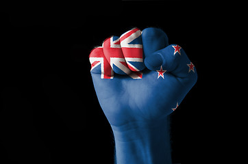 Image showing Fist painted in colors of new zealand flag