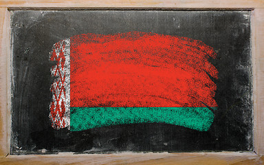 Image showing flag of Belarus on blackboard painted with chalk  
