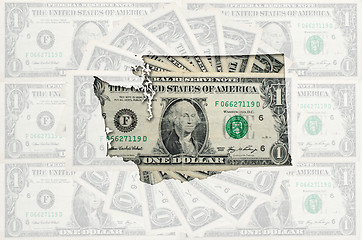 Image showing Outline map of washington with transparent american dollar bankn