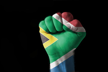 Image showing Fist painted in colors of south africa flag