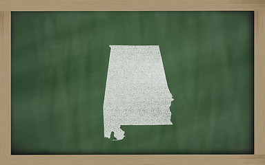 Image showing outline map of alabama on blackboard 