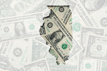 Image showing Outline map of Illinois with transparent american dollar banknot