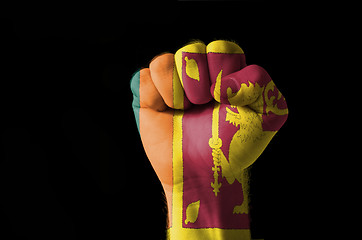 Image showing Fist painted in colors of srilanka flag