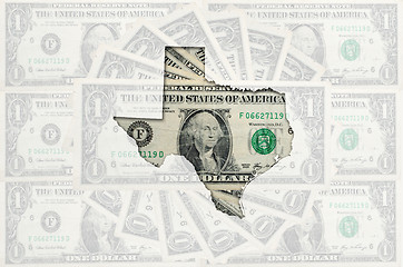 Image showing Outline map of texas with transparent american dollar banknotes 