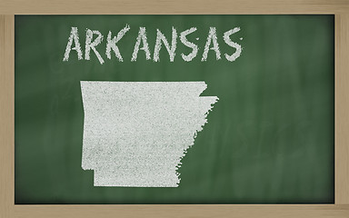 Image showing outline map of arkansas on blackboard 