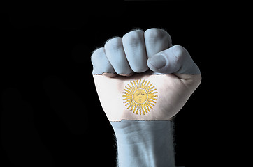 Image showing Fist painted in colors of argentina flag