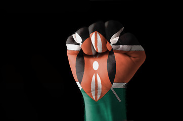 Image showing Fist painted in colors of kenya flag