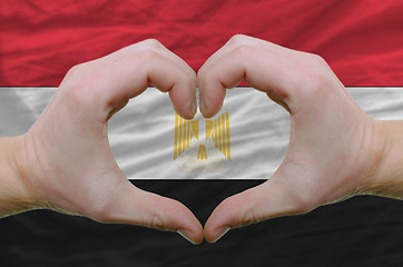 Image showing Heart and love gesture showed by hands over flag of egypt backgr