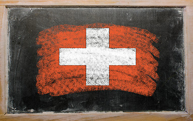Image showing flag of schwitzerland on blackboard painted with chalk  