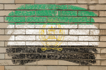 Image showing flag of  afghanistan on grunge brick wall painted with chalk  
