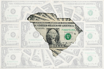 Image showing Outline map of south carolina with transparent american dollar b