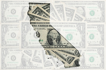 Image showing Outline map of California with transparent american dollar bankn