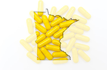 Image showing Outline map of minnesota with transparent pills in the backgroun