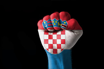 Image showing Fist painted in colors of croatia flag