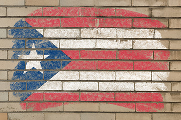 Image showing flag of  on grunge brick wall painted with chalk  