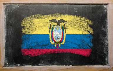 Image showing flag of Eucuador on blackboard painted with chalk  