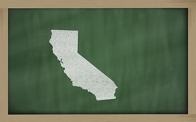 Image showing outline map of california on blackboard 