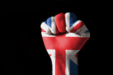 Image showing Fist painted in colors of great britain flag