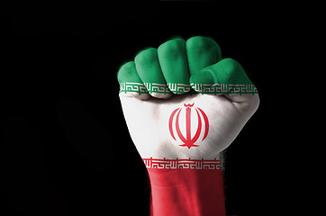 Image showing Fist painted in colors of iran flag