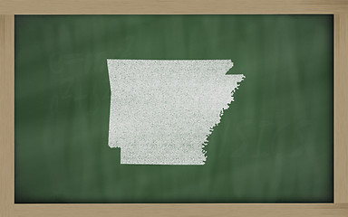 Image showing outline map of arkansas on blackboard 