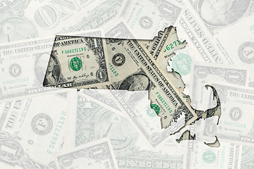 Image showing Outline map of massachusetts with transparent american dollar ba