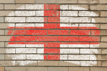 Image showing flag of england on grunge brick wall painted with chalk  