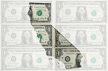 Image showing Outline map of California with transparent american dollar bankn