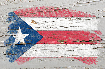 Image showing flag of puertorico on grunge wooden texture painted with chalk  