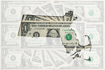 Image showing Outline map of massachusetts with transparent american dollar ba