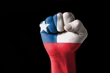 Image showing Fist painted in colors of chile flag