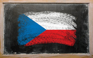 Image showing flag of czech on blackboard painted with chalk  