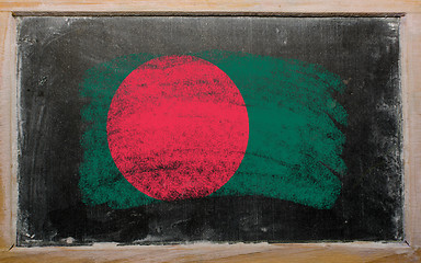 Image showing flag of Bangladesh on blackboard painted with chalk  