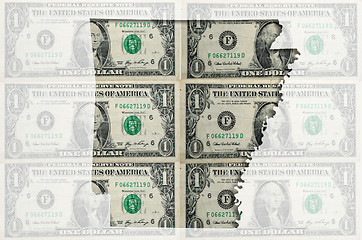 Image showing Outline map of Arkansas with transparent american dollar banknot