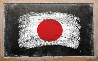 Image showing flag of Japan on blackboard painted with chalk  