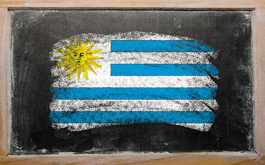 Image showing flag of uruguay on blackboard painted with chalk  