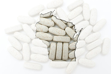 Image showing Outline map of wisconsin with transparent pills in the backgroun