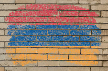 Image showing flag of armenia on grunge brick wall painted with chalk  