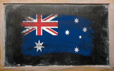 Image showing flag of Australia on blackboard painted with chalk  