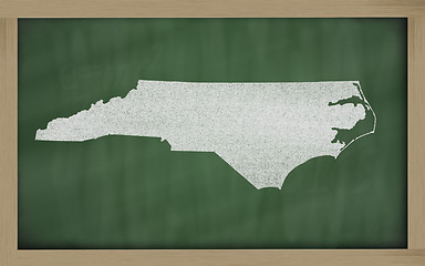 Image showing outline map of north carolina on blackboard 