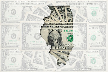 Image showing Outline map of Illinois with transparent american dollar banknot