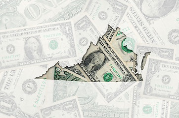 Image showing Outline map of virginia with transparent american dollar banknot