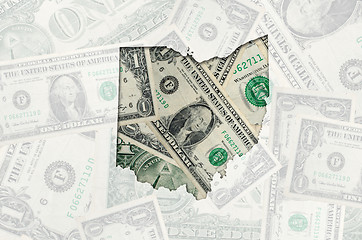 Image showing Outline map of ohio with transparent american dollar banknotes i