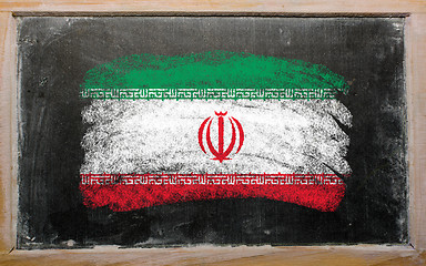 Image showing flag of Iran on blackboard painted with chalk  