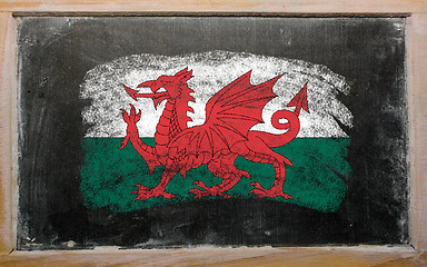 Image showing flag of wales on blackboard painted with chalk  